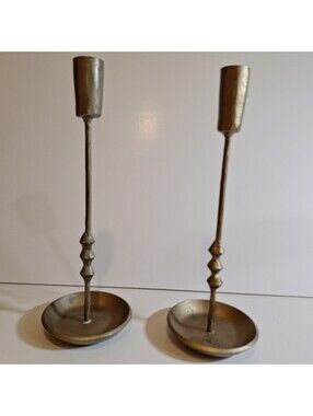 Vintage Taper Candlestick Holders Pair Slender Mid Century Boho Set of 2